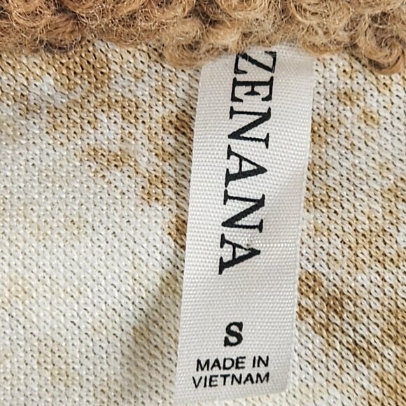 Zenana Sherpa Shacket Size S Brown Tan Beige Block Plaid Side Front Pockets Fall - Picture 4 of 11